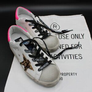 GOLDEN GOOSE Superstar Classic Ice/White/Brown Leopard/Fuchsia NEW